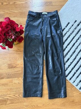 Abercrombie & Fitch Black Straight Leg Faux Leather Pants